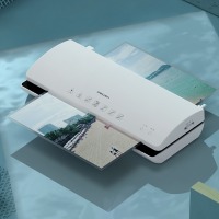 得力（deli）A4简洁时尚静音型塑封机 过塑机 冷热裱 浅银灰3897