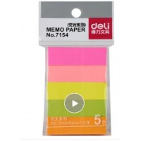 得力（deli）7154 炫彩荧光百事贴/便签纸/便利贴 50*15mm  5色/包