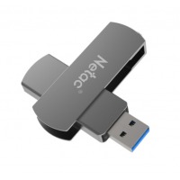 朗科（Netac）USB3.0 U盘U681 高速360旋转金属车载U盘加密闪存盘 铁灰色 32GB