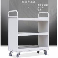 大一 图书馆二步三步书梯档案室静音书车平板二层三层V型手推车登高梯文件柜 三层护边车