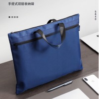 得力(deli)双层事务包拉链袋 手提袋商务会议包 文件资料收纳包 5840蓝色