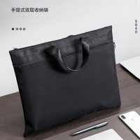 得力(deli)双层事务包拉链袋 手提袋商务会议包 文件资料收纳包 5840黑色