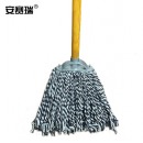 安赛瑞 木杆拖把 老式墩布尘推棉线拖把 15cm长可悬挂拖把 工厂物业吸水拖布 蓝白700567