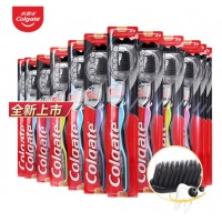 高露洁（Colgate）细毛护龈备长炭软毛成人牙刷 12支家庭装 款式颜色随机发货