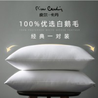 皮尔卡丹 枕头枕芯一对装 全棉羽绒毛枕五星级酒店白鹅毛枕头芯单人整头芯成人 一对装 74*48cm