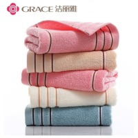 洁丽雅（grace） 新疆长绒棉毛巾5条装 纯棉洗脸巾柔软强吸水简约素色面巾 70*34c
