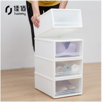 佳佰收纳盒鞋盒药盒衣服储物箱单层可叠加塑料收纳箱抽屉式收纳柜透明衣物整理箱一层13L