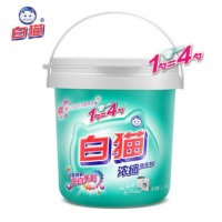 白猫 新浓缩洗衣粉1800g 双效酵素低温速溶1勺等于4勺 自营洗衣粉机洗桶装内附勺子