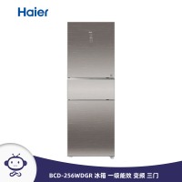 海尔（Haier） BCD-256WDGR 冰箱 一级能效 变频 彩晶玻璃面板 玛瑙棕 三门