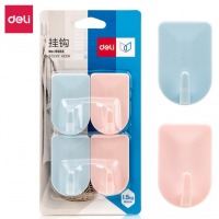 得力(deli)强力粘胶挂钩 挂衣钩 厨房浴室墙壁免钉门后挂衣钩 19353 4只/卡（承重1.5kg）