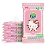 滴露（Dettol）抑菌消毒湿巾抽学生孕妇儿童擦手杀菌便携旅行小包装通用Hello kit