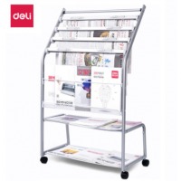 得力(deli)五层商务铝合金夹条报纸架 图书馆报夹条置 宣传资料展示 高1.05米 93
