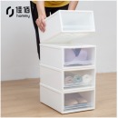 佳佰收纳盒鞋盒药盒衣服储物箱单层可叠加塑料收纳箱抽屉式收纳柜透明衣物整理箱一层13L