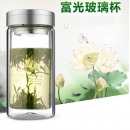 富光 健牌系列双层玻璃杯泡茶杯 耐热茶杯 大容量商务男女办公水杯子 680ML