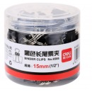 得力（deli）8566-6#黑色长尾票夹15mm筒装(黑)(60只/筒)
