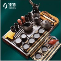 佳佰 紫砂功夫茶具整套西施茶壶茶杯实木茶盘茶台茶海简约办公实木小茶盘 双鱼原矿紫砂套装