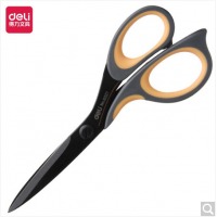 得力(deli)175mm中号不锈钢剪刀 家用办公美工剪子 黑色6027