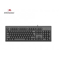 双飞燕（A4TECH) WK-100 有线键盘 办公打字用薄膜键盘笔记本外接台式电脑通用键盘104键 USB接口 黑色