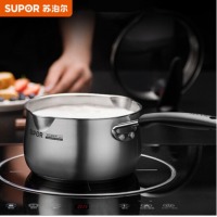 苏泊尔SUPOR小红圈304不锈钢奶锅可立盖18cm加厚复底婴幼儿辅食锅电磁炉燃气通用ST