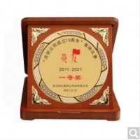 英友 ENYOU 木盒奖牌圆形奖杯知识竞赛退休纪念牌比赛颁奖牌铝板木质荣誉牌企业定制一件起