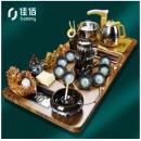 佳佰功夫茶具套装家用整套流水茶盘自动烧水壶茶托茶杯客厅现代简约茶台 龙珠沙金石磨套装