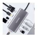 联想 Type-C扩展坞 USB分线器USB-C转HDMI/VGA/千兆网口笔记本电脑拓展坞 小新拯救者9口铝合金扩展坞 F1-C09