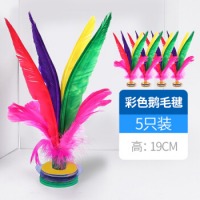 杜威克 毽子大号鹅毛羽毛彩色比赛毽球牛筋底花键儿童毽子5个装