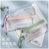 金值单个浅粉色透明笔袋 简约大学生用文具袋 大容量初高中铅笔袋 日系少女小众潮笔袋