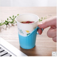 塑料杯套杯托隔热杯托一次性杯托 蓝色1只