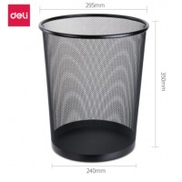 得力(deli)φ29.5cm大号金属网状圆纸篓 办公家用垃圾桶 垃圾分类 办公用品 黑色