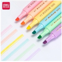 得力(deli)6色柔彩荧光笔套装 醒目标记笔 手帐可用水性记号笔6支/盒S605
