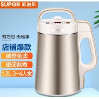 苏泊尔（SUPOR）豆浆机1.2L破壁免滤双层不锈钢机身3-4人食家用多功能豆浆机搅拌机料