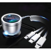 纽曼（Newmine） 汽车载充电器 升级数显款QC3.0快充双USB接口自带原装一拖三数