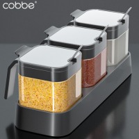卡贝（cobbe）调料盒厨房家用调料瓶罐子组合套装调味瓶罐盐罐味精调味料收纳盒 调料罐3件