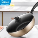 美的（Midea）喆物典雅金麦饭石色涂层不粘炒锅家用电磁炉煤气灶适用炒菜锅平底煎锅送竹铲 香槟金28WOK302