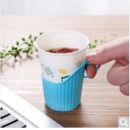 塑料杯套杯托隔热杯托一次性杯托 蓝色1只
