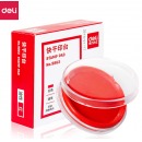 得力(deli)φ80mm透明圆形财务快干印台印泥 办公用品 红色9863