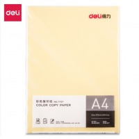 得力彩色A4复印纸7391/7393彩纸 a4彩色打印纸 80g复印纸彩色打印纸 100张 浅黄色 7757