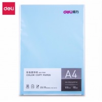 得力彩色A4复印纸7391/7393彩纸 a4彩色打印纸 80g复印纸彩色打印纸 100张 浅蓝色 7757