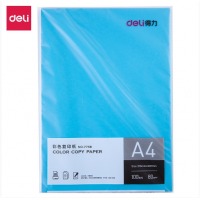 得力彩色A4复印纸7391/7393彩纸 a4彩色打印纸 80g复印纸彩色打印纸 100张 深蓝色 7758