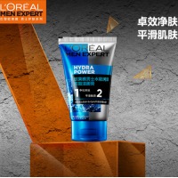 欧莱雅(LOREAL)男士水能润泽双效洁面膏 100ml(男士洗面奶 清洁毛孔)
