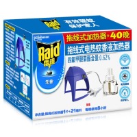 雷达（Raid）电热蚊香液+加热器套装蚊香液驱蚊电蚊香液体驱蚊虫蚊不叮电纹香无香型拖线器/