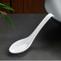A5密胺仿瓷白色勺子塑料汤勺翘尾勺创意勾勺饭勺