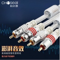 秋叶原（CHOSEAL） Q-614双莲花红白音频线RCA 发烧级四磁环音箱线 音响线 白