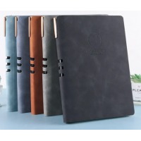 申士SHEN SHI 肤感皮革B5笔记本子 加厚文具记事本 黑色 可定制