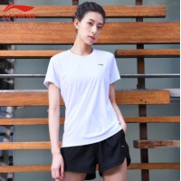 李宁（LI-NING）运动服套装女款速干羽毛球服T恤短袖短裤乒羽服 ATSP416+短裤 