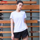 李宁（LI-NING）运动服套装女款速干羽毛球服T恤短袖短裤乒羽服 ATSP416+短裤 白色 L