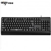 爱国者(aigo) K100黑色 键盘 有线键盘 办公键盘 104键键盘 防溅水 笔记本外接台式机键盘 黑色