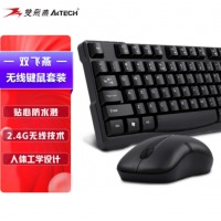 双飞燕（A4TECH) 3200N 无线键鼠套装 台式电脑笔记本外接办公薄膜键盘鼠标套装无线便携 黑色