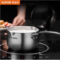 苏泊尔SUPOR小红圈304不锈钢奶锅可立盖18cm加厚复底婴幼儿辅食锅电磁炉燃气通用ST